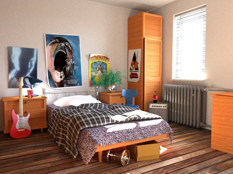 Bedroom rendered by Arnold.