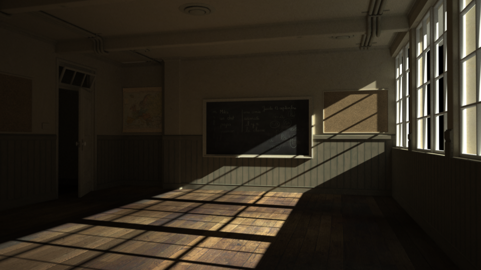 Only the sun contribution for the classroom scene rendered by
Indigo.