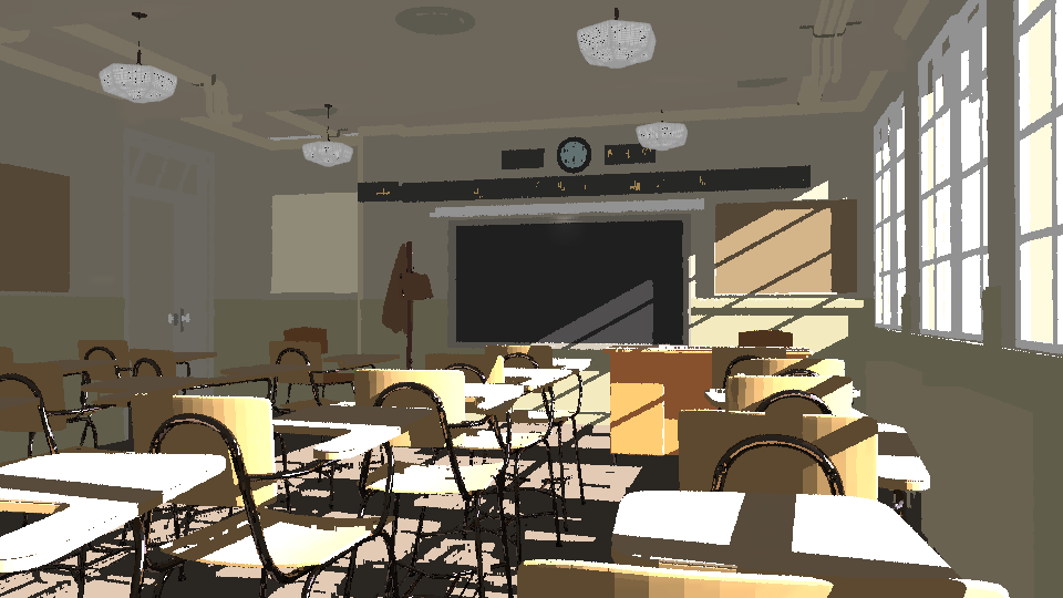 Classroom scene rendered by Radiance.