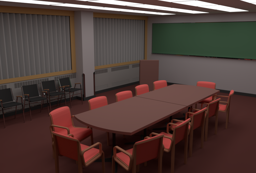 Conference Room
rendered by Rust version of PBRT (camera 5).