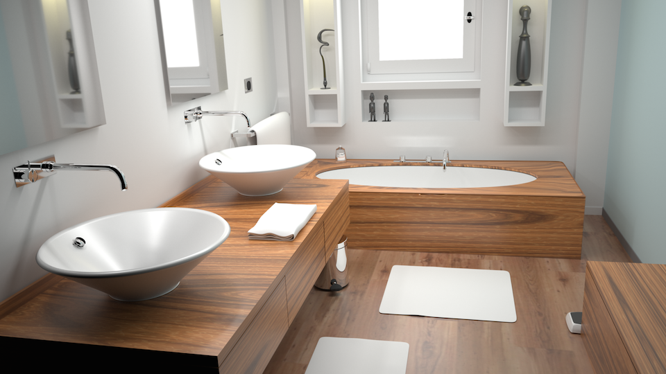 Indigo rendering of a modern bathroom (from Blend Swap).