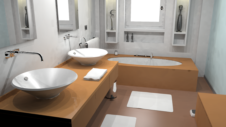 Radiance rendering of a modern bathroom (from Blend Swap).