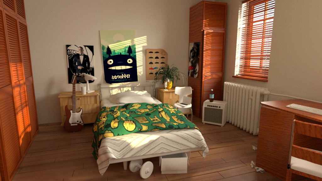 Bedroom scene shipping with appleseed 2.1.0-beta.