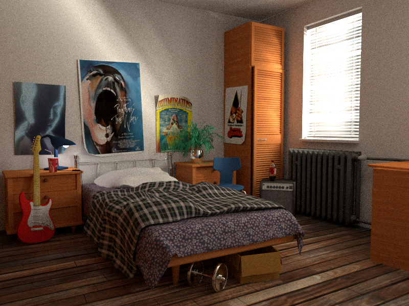 Bedroom rendered by Cycles.