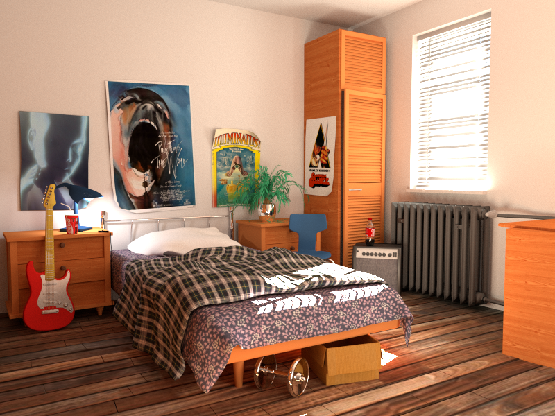 Bedroom rendered by Cycles.