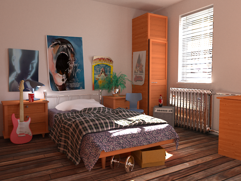 Bedroom rendered by Luxrender.