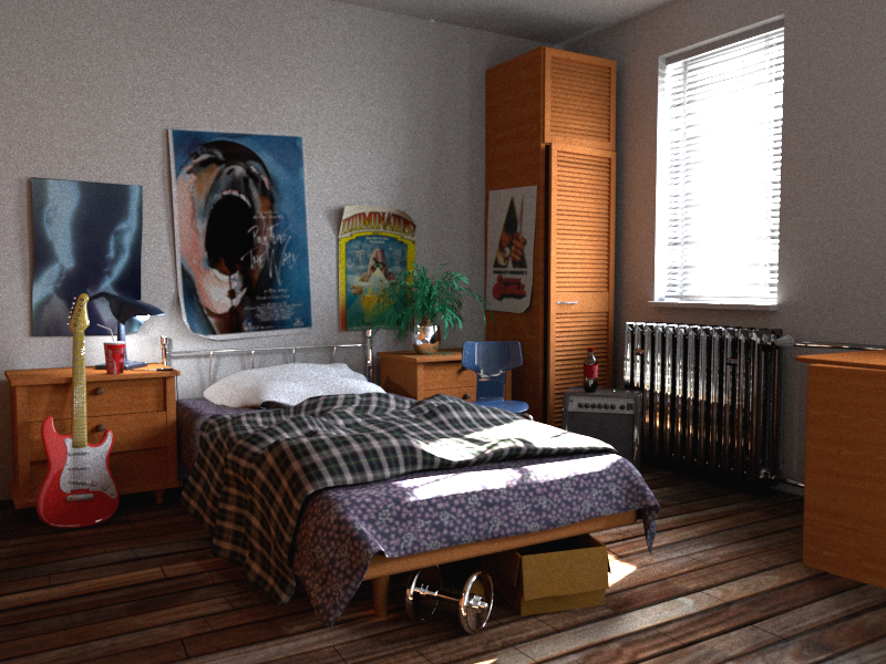 Bedroom rendered by mental ray (using MDL).