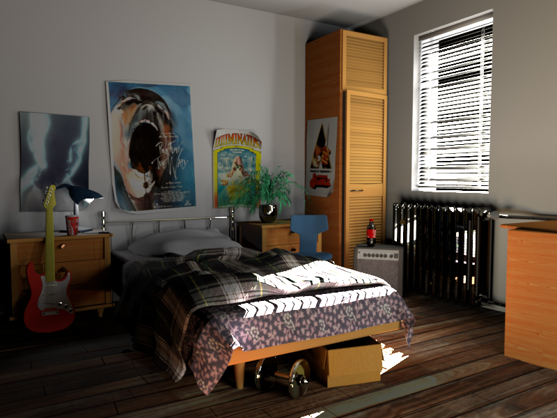 Bedroom scene rendered via btoa v0.1.0 and Arnold 6.0.1.0.