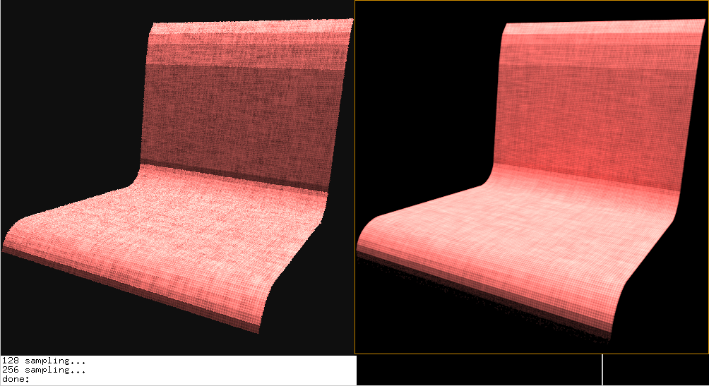 Chair pattern rendered in Radiance vs. Arnold