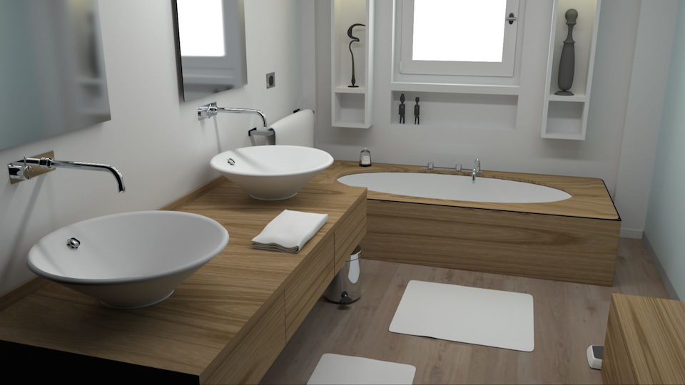 Lagoa rendering of a modern bathroom (from Blend Swap).