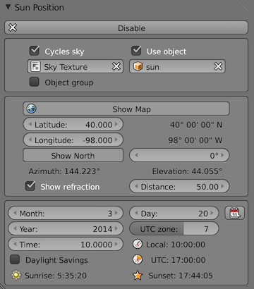 GUI for the sky texture node