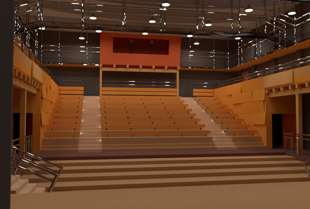 Pbrt rendering from the perspective of someone on stage.
