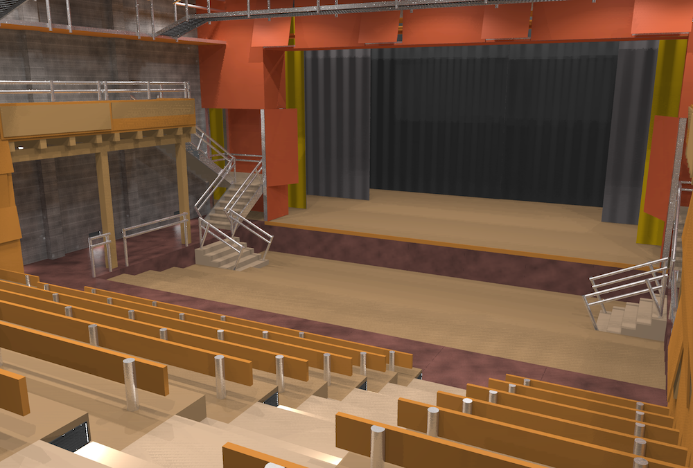 Radiance rendering of one of the corner seat perspectives.