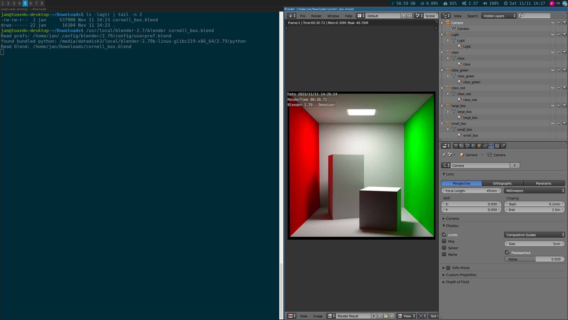 Blender 2.79 scene rendered by Cycles with denoising